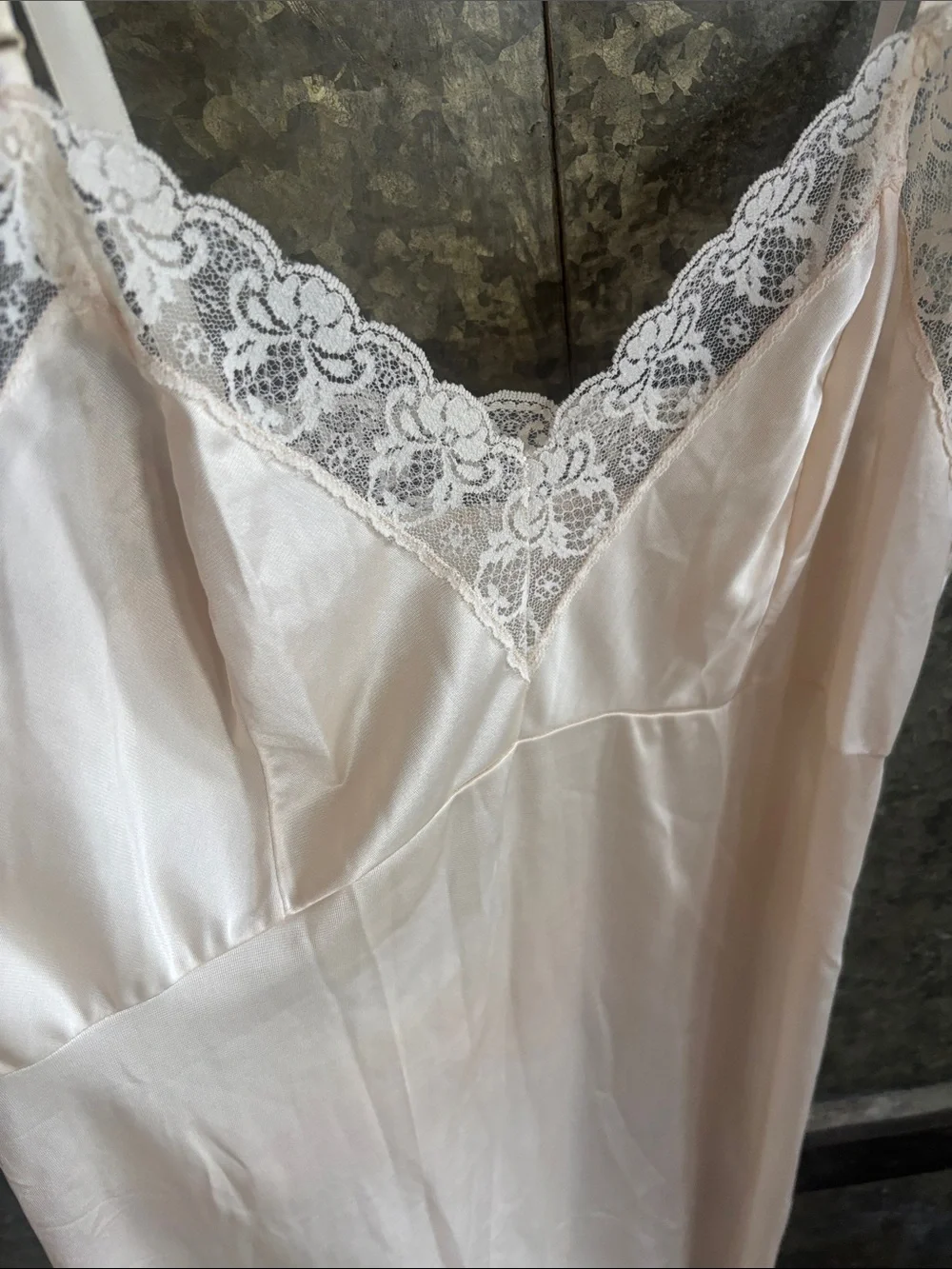 🎀Vintage 🎀 Nightie Slip Dress Lace Trim Size 40 - Picture 2 of 7